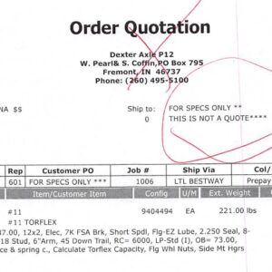 12TF 7K 865 ELEC  ***FSA** W/EZ;LUBE,  HF=87, OB=73, 5/8" STUD , 45 DOWN , LP, STD